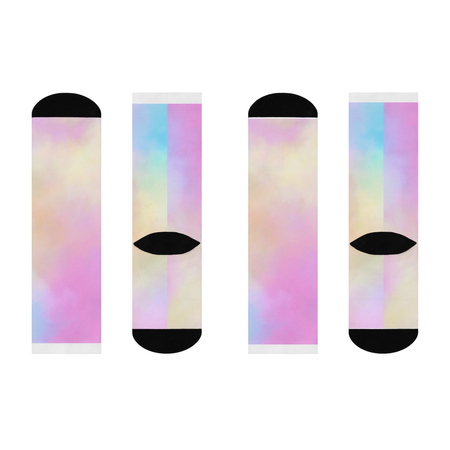 Pastel Gradient Cushioned Crew Socks - Comfortable Fashion Footwear for Everyday Wear