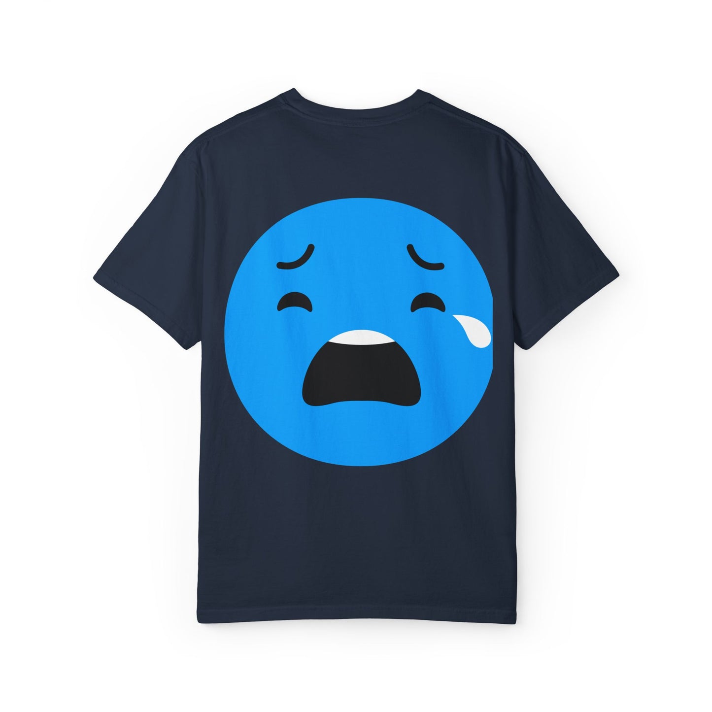 Unisex Garment-Dyed T-Shirt with Sad Emoji Design