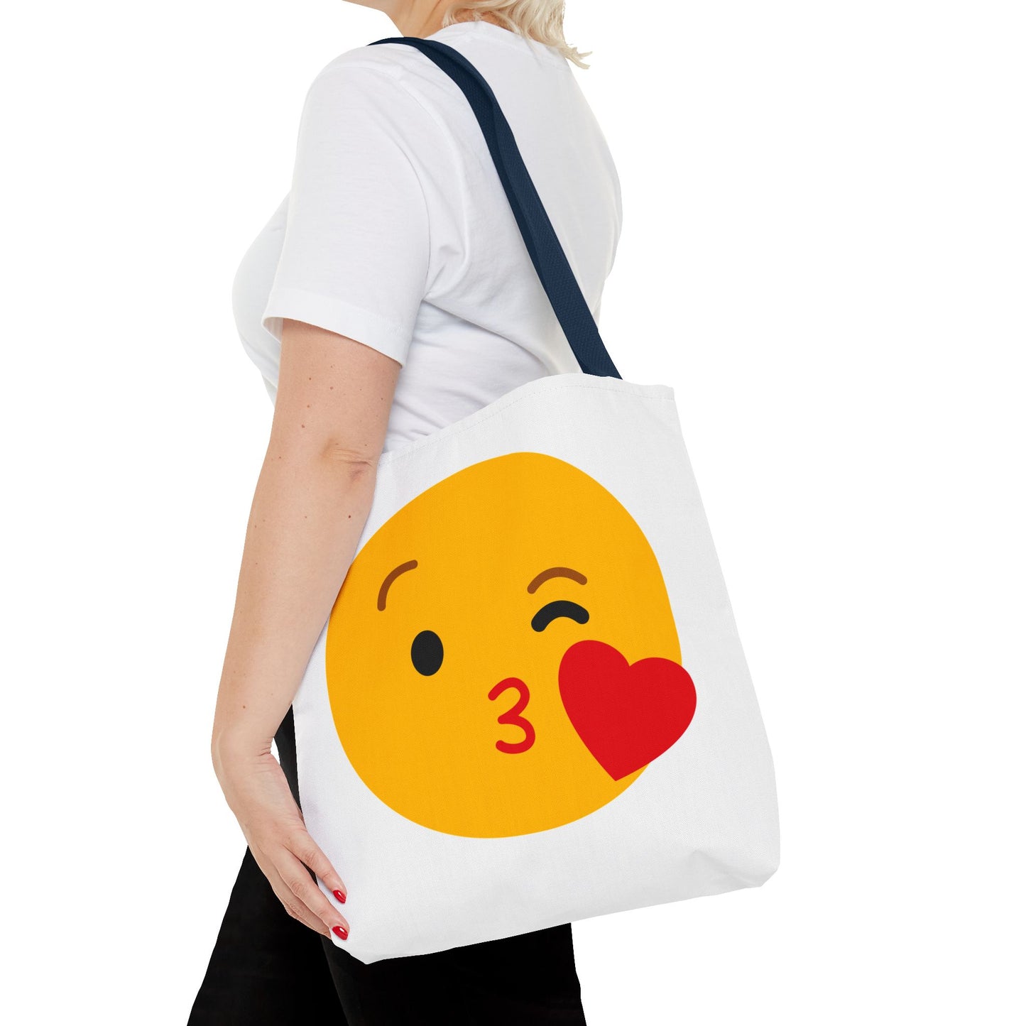 Emoji Kiss Tote Bag, Cute Gift for Friends, Love & Friendship, Reusable Shopping, Fun Casual Bag, Holiday Gifts