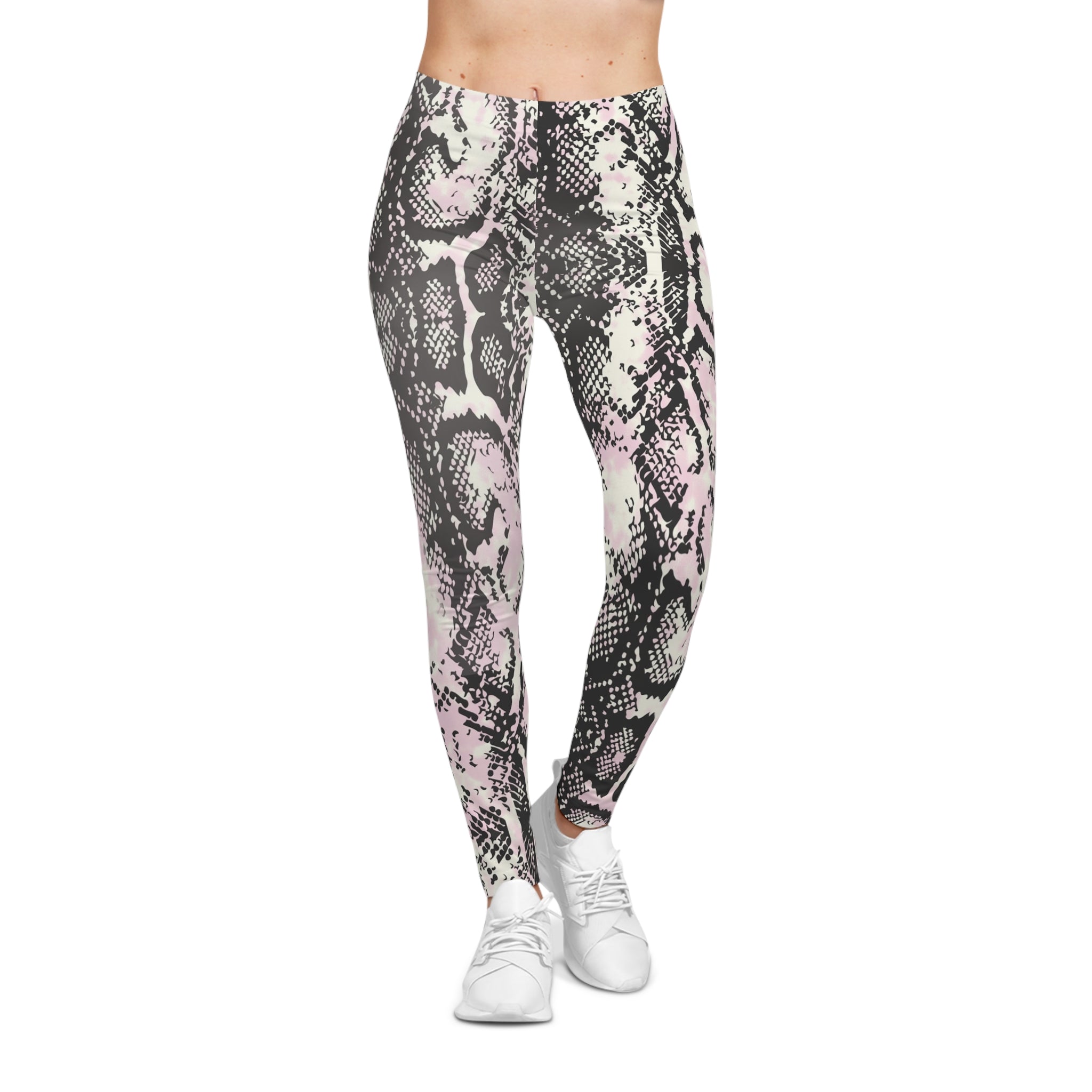 Feminine Snakeskin Print Leggings for Casual Style