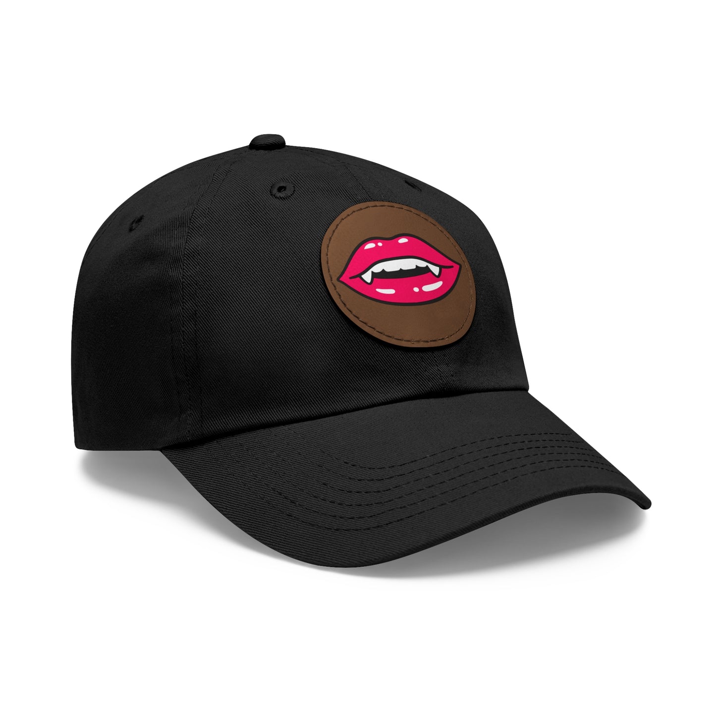 Hat for Men, Stylish Summer Dad Cap with Leather Patch, Trendy Bold Lip Design, Casual Baseball Hat, Fashionable Accessory