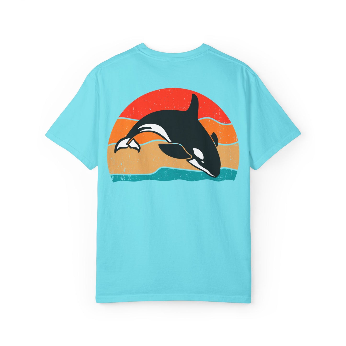 Ocean Sunset Orca Unisex T-Shirt - Relaxed, Vibrant Beach Vibes