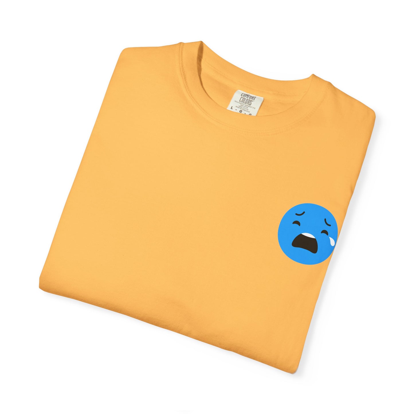 Unisex Garment-Dyed T-Shirt with Sad Emoji Design