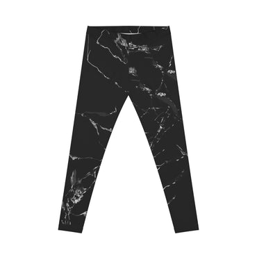 Chic Marble Print Leggings for Women, Casual Stretch Yoga Pants, Athleisure Wear, Black Marble Active Leggings, Fashionable Workout Leggings