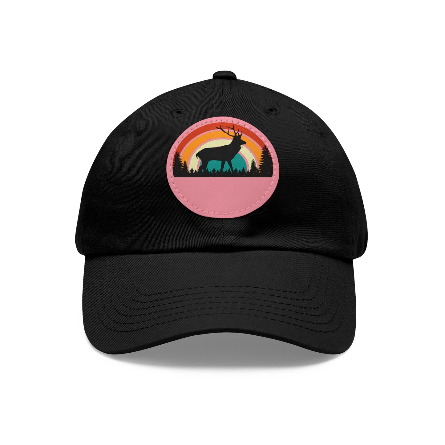 Stylish Dad Hat with Leather Patch - Retro Deer Design