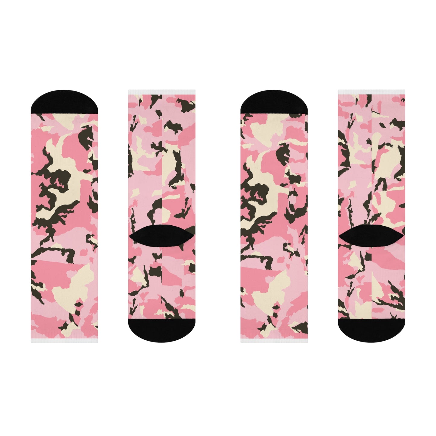 Stylish Cushioned Crew Socks - Pink Camo Design for Comfort & Fashion