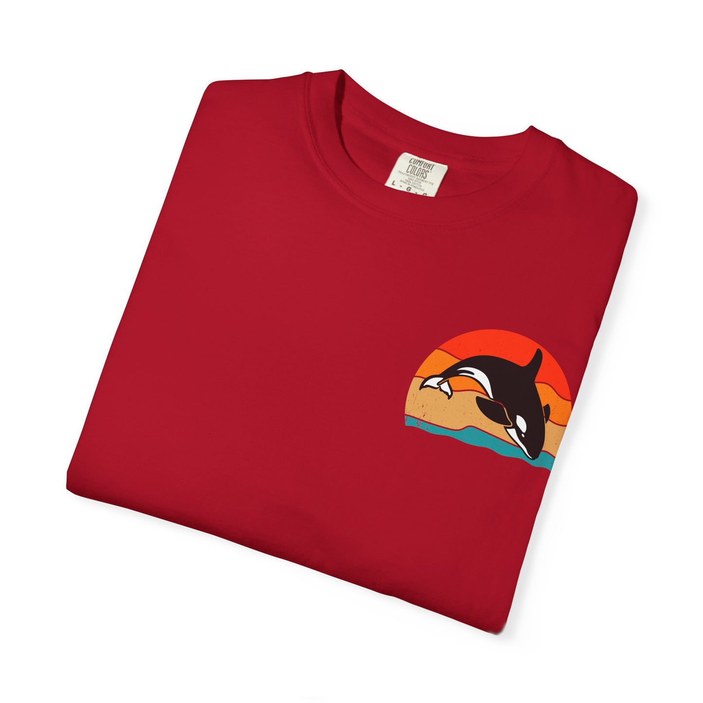 Ocean Sunset Orca Unisex T-Shirt - Relaxed, Vibrant Beach Vibes