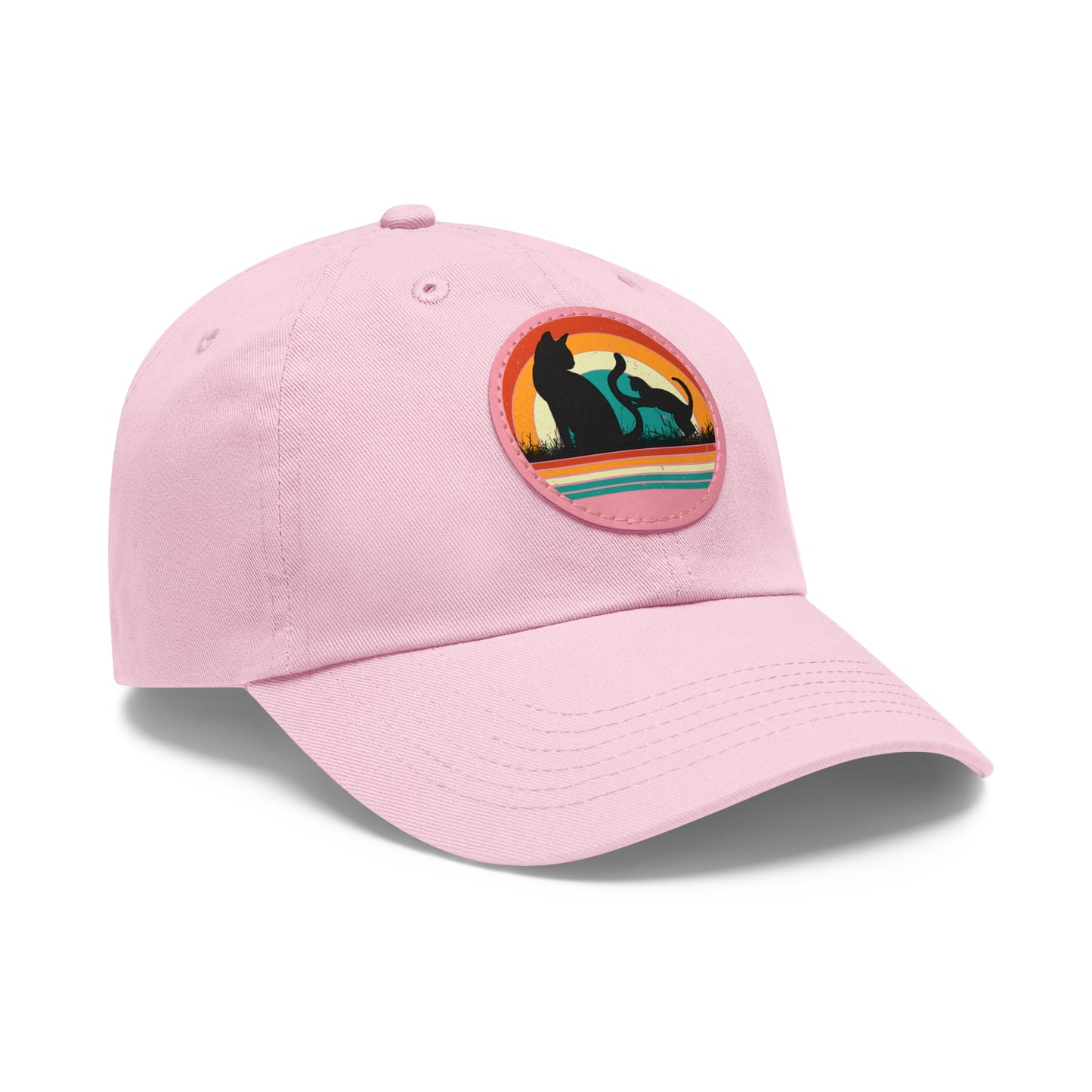Cats and Sunset Dad Hat - Vintage Leather Patch Cap