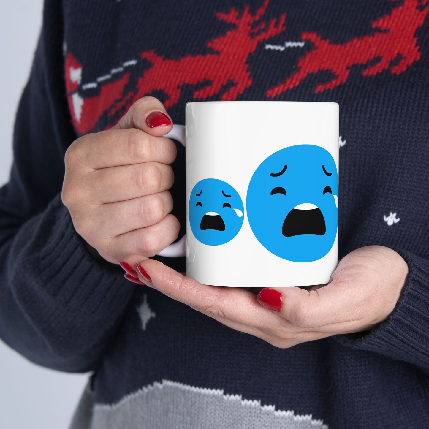 Sad Emoji Ceramic Mug - 11oz & 15oz Coffee Cup for Comfort & Support