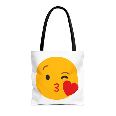 Emoji Kiss Tote Bag, Cute Gift for Friends, Love & Friendship, Reusable Shopping, Fun Casual Bag, Holiday Gifts