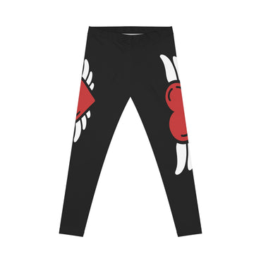 Stylish Women's Casual Leggings with Heart & Wing Design
