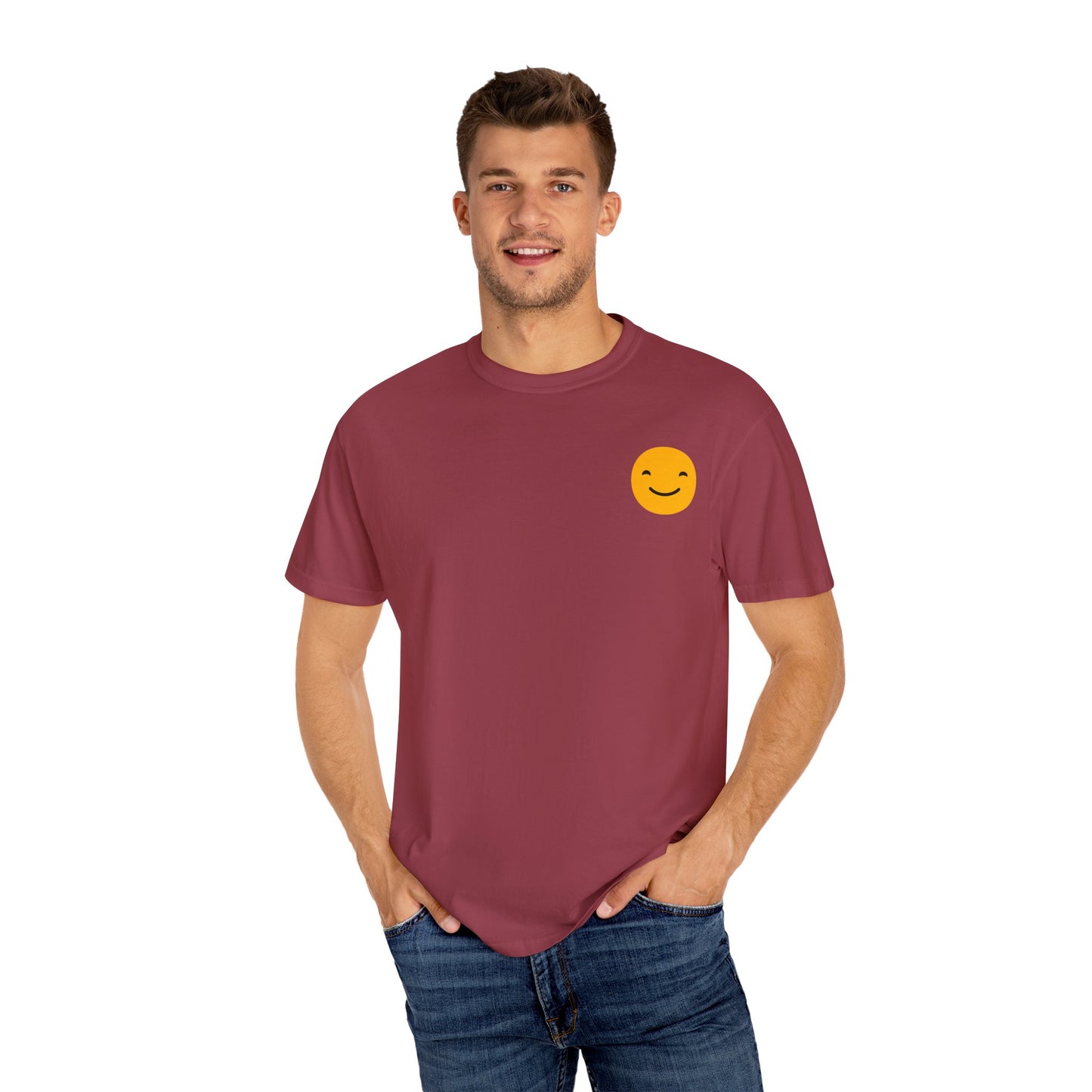 Happy Face Garment-Dyed T-shirt for Positive Vibes