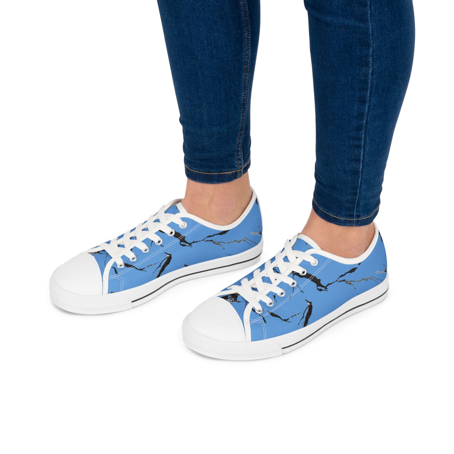 Stylish Blue Abstract Low Top Sneakers for Women