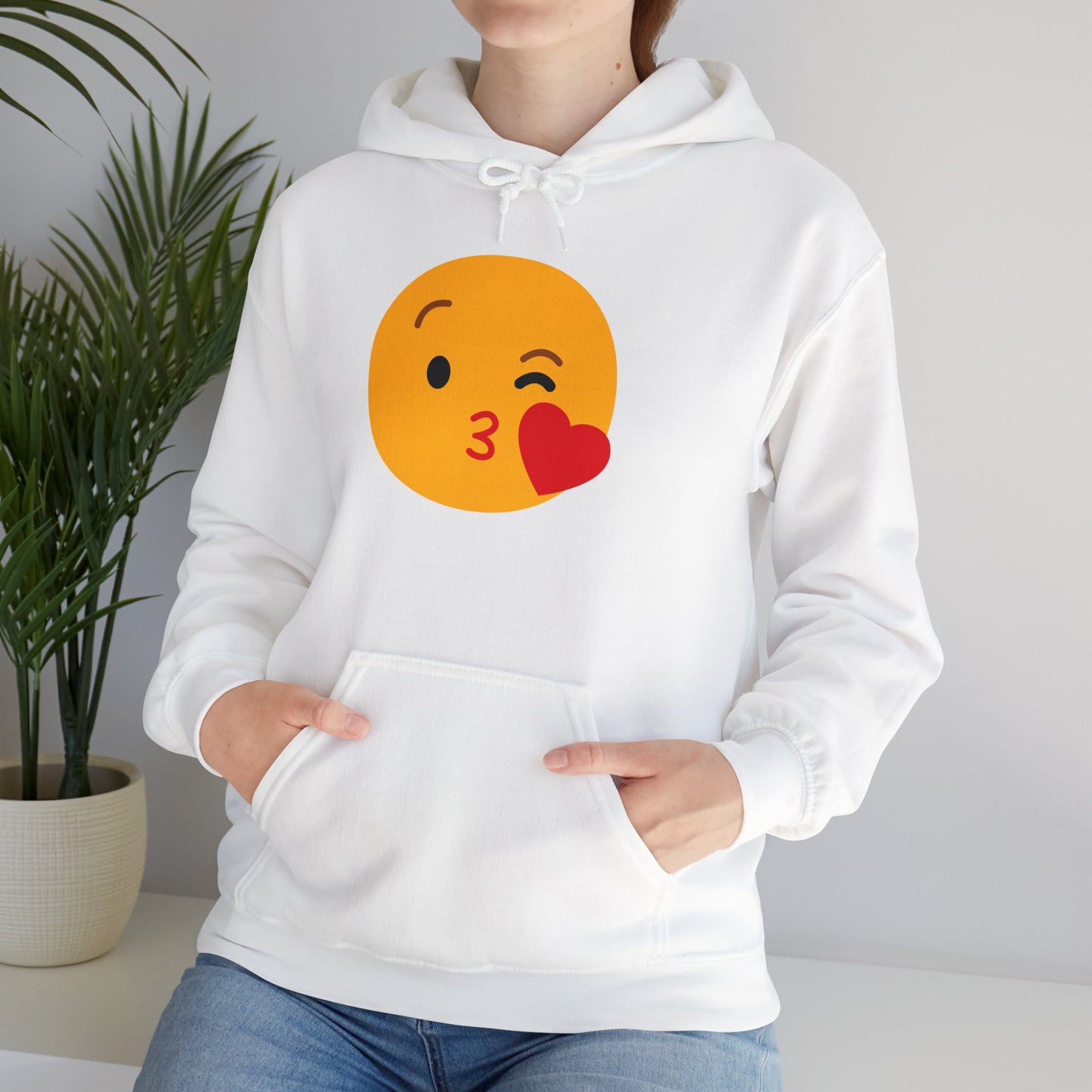 Kiss Emoji Hooded Sweatshirt | Unisex Heavy Blend™
