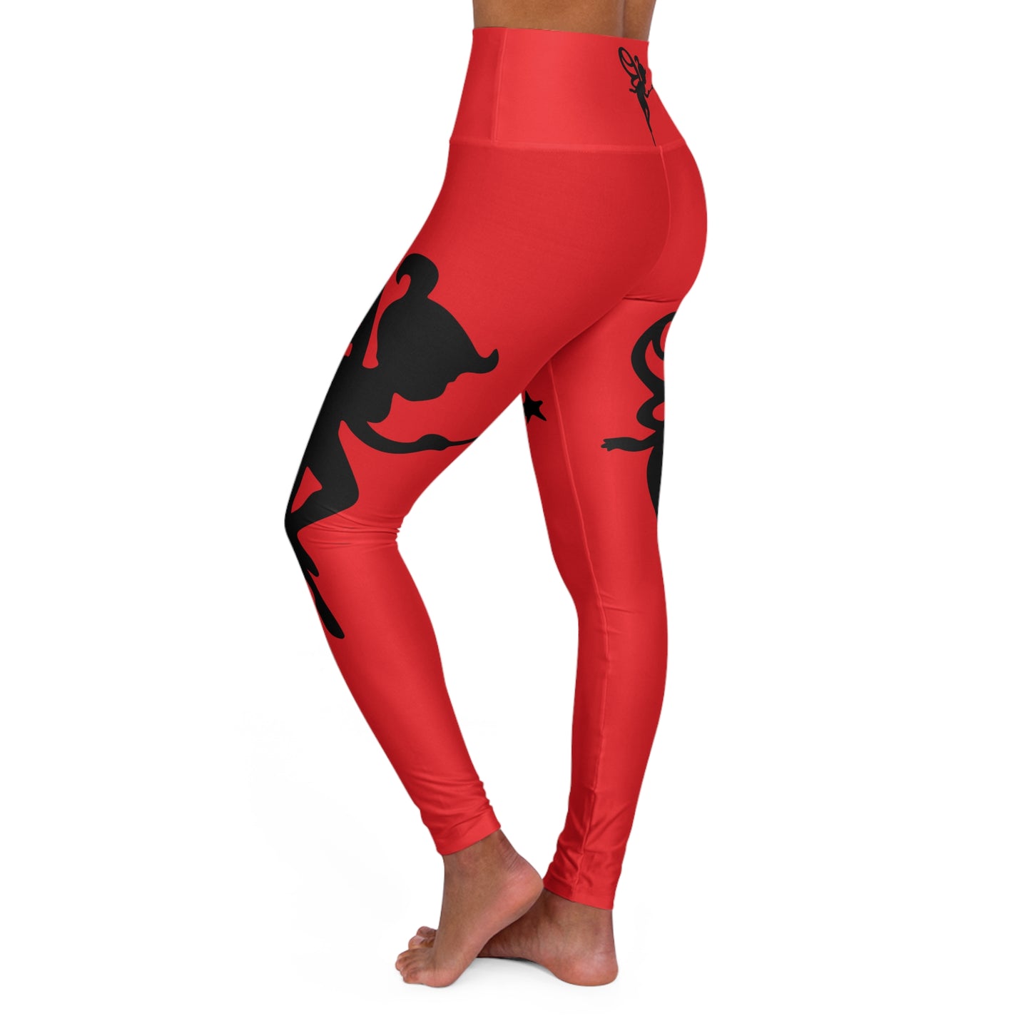Fitness-Inspired High Waisted Yoga Leggings with Bold Design