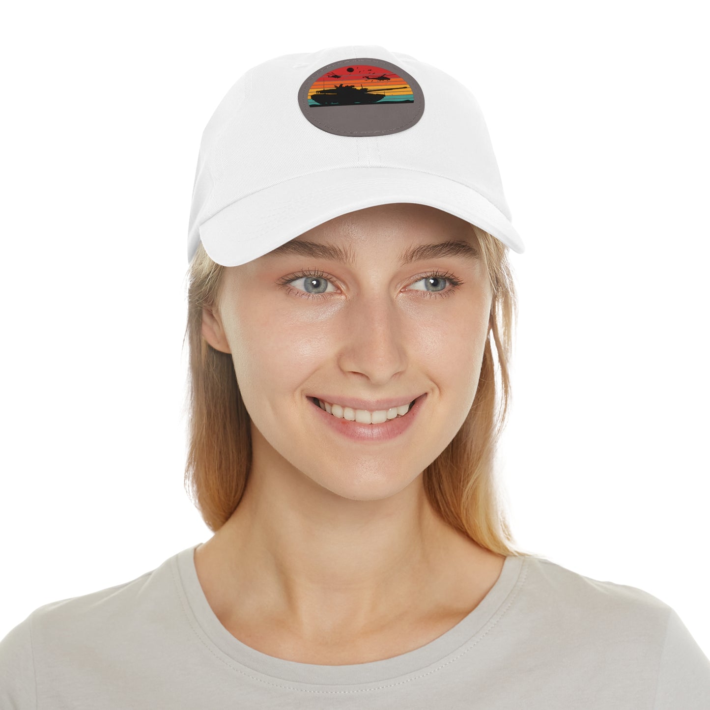 Retro Sunset Dad Hat with Leather Patch