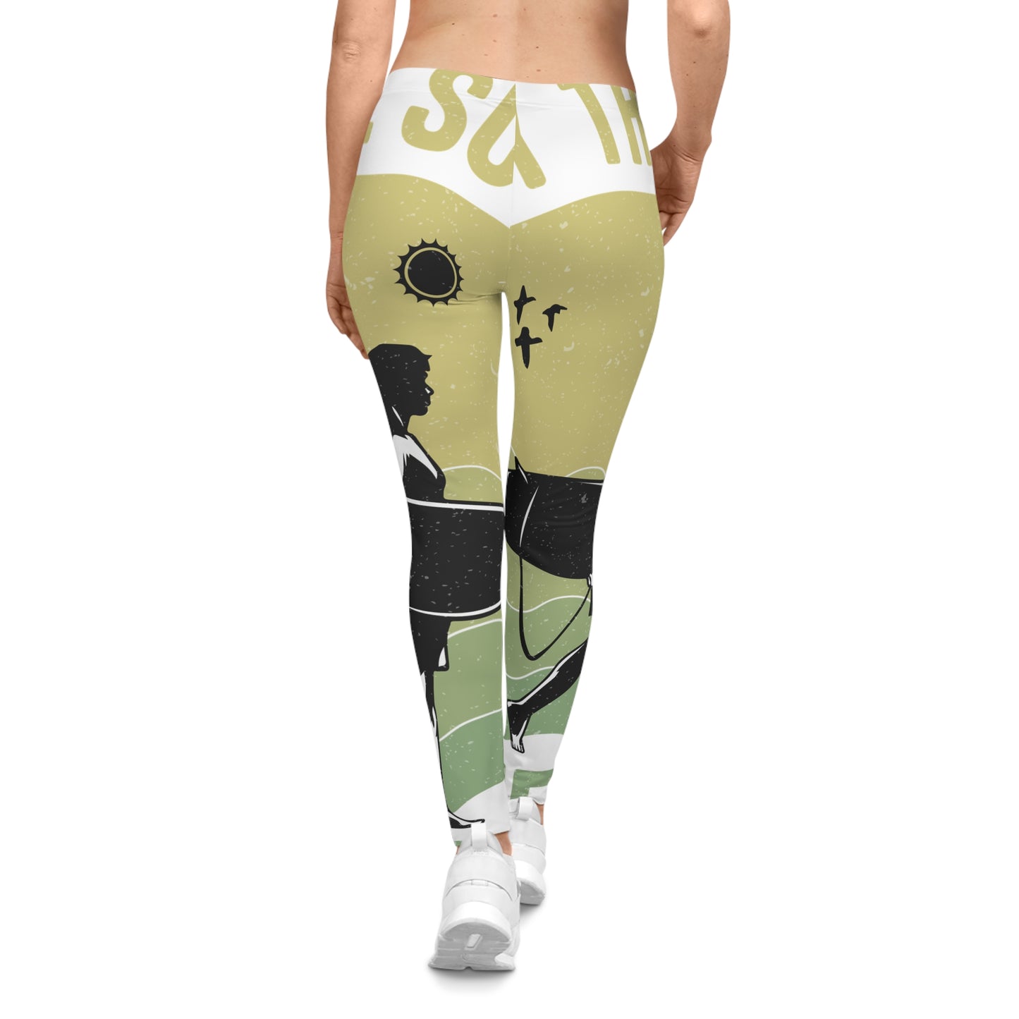 Surf-Inspired Leggings, Beach Style Activewear, Women's Yoga Pants, Summer Leggings, Ocean Print Tights