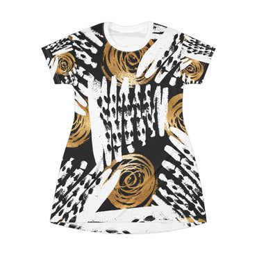 Chic Abstract Art T-Shirt Dress | Stylish Casual Wear for Everyday Elegance