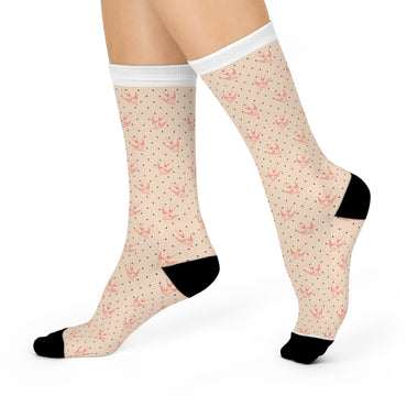 Floral Print Cushioned Crew Socks for Comfort and Style