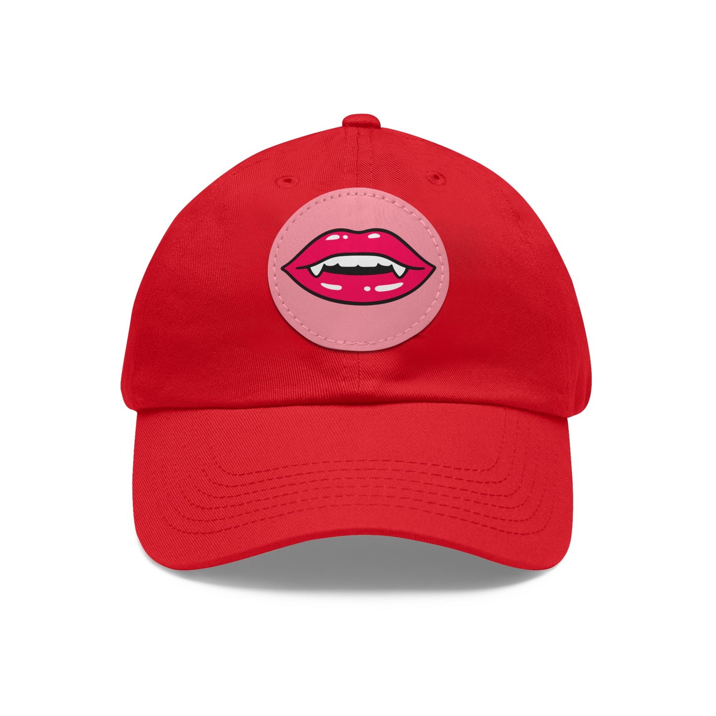 Hat for Men, Stylish Summer Dad Cap with Leather Patch, Trendy Bold Lip Design, Casual Baseball Hat, Fashionable Accessory