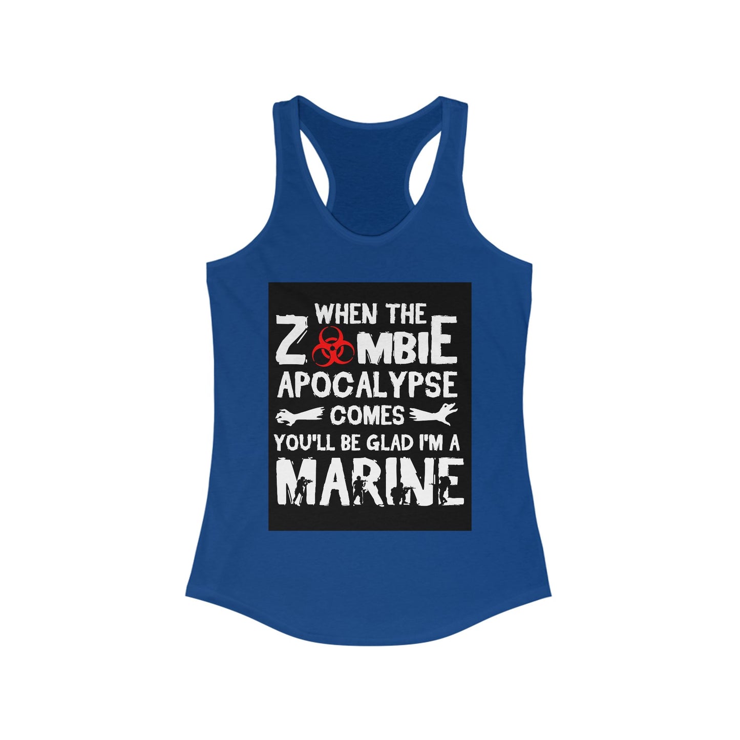 Funny Zombie Apocalypse Marine Women's Racerback Tank