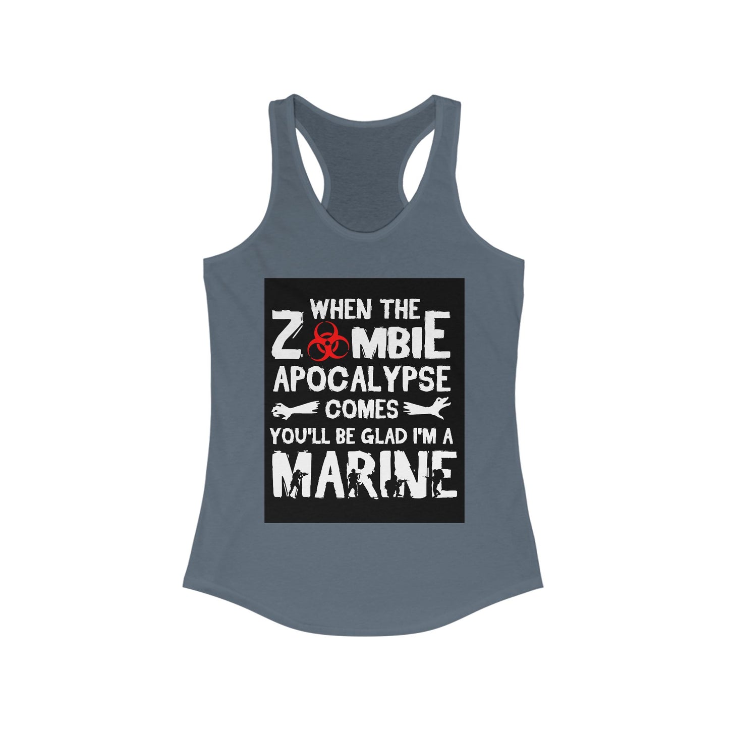 Funny Zombie Apocalypse Marine Women's Racerback Tank