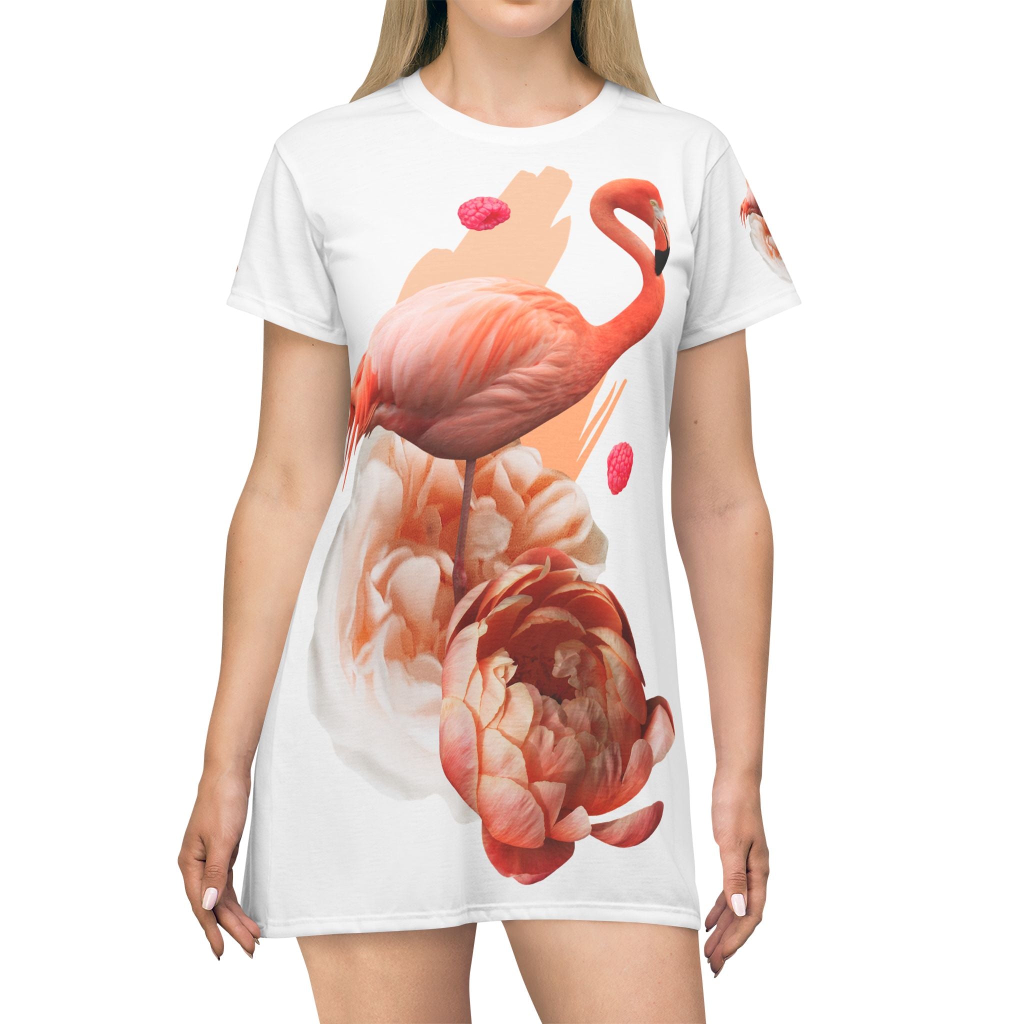 Flamingo Floral T-Shirt Dress - Perfect for Summer Celebrations