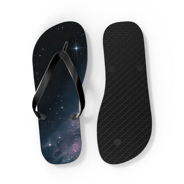 Cosmic Vibe Flip Flops - Galaxy Pattern Beach Sandals, Summer Footwear, Space-Themed Flip Flops, Vacation Essentials, Unique
