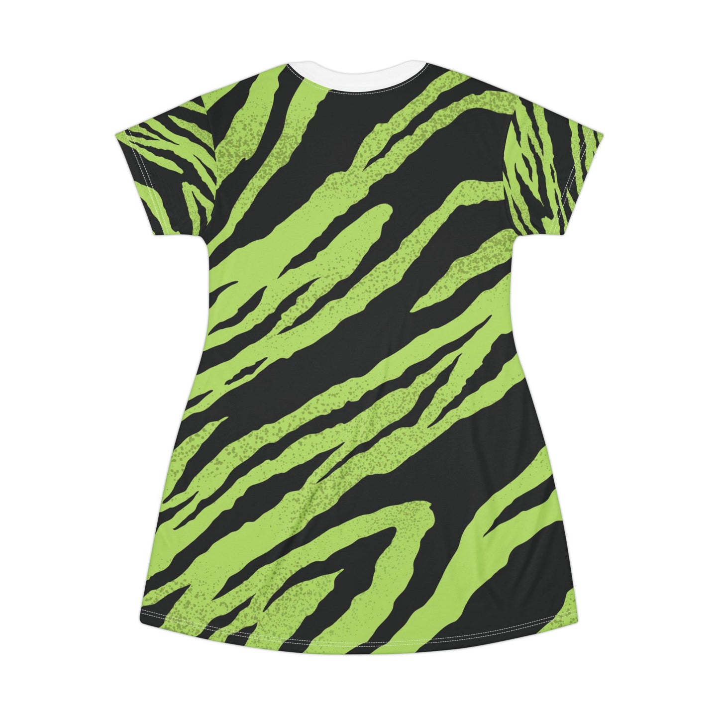 Bold Green Zebra Print T-Shirt Dress for Stylish Everyday Wear