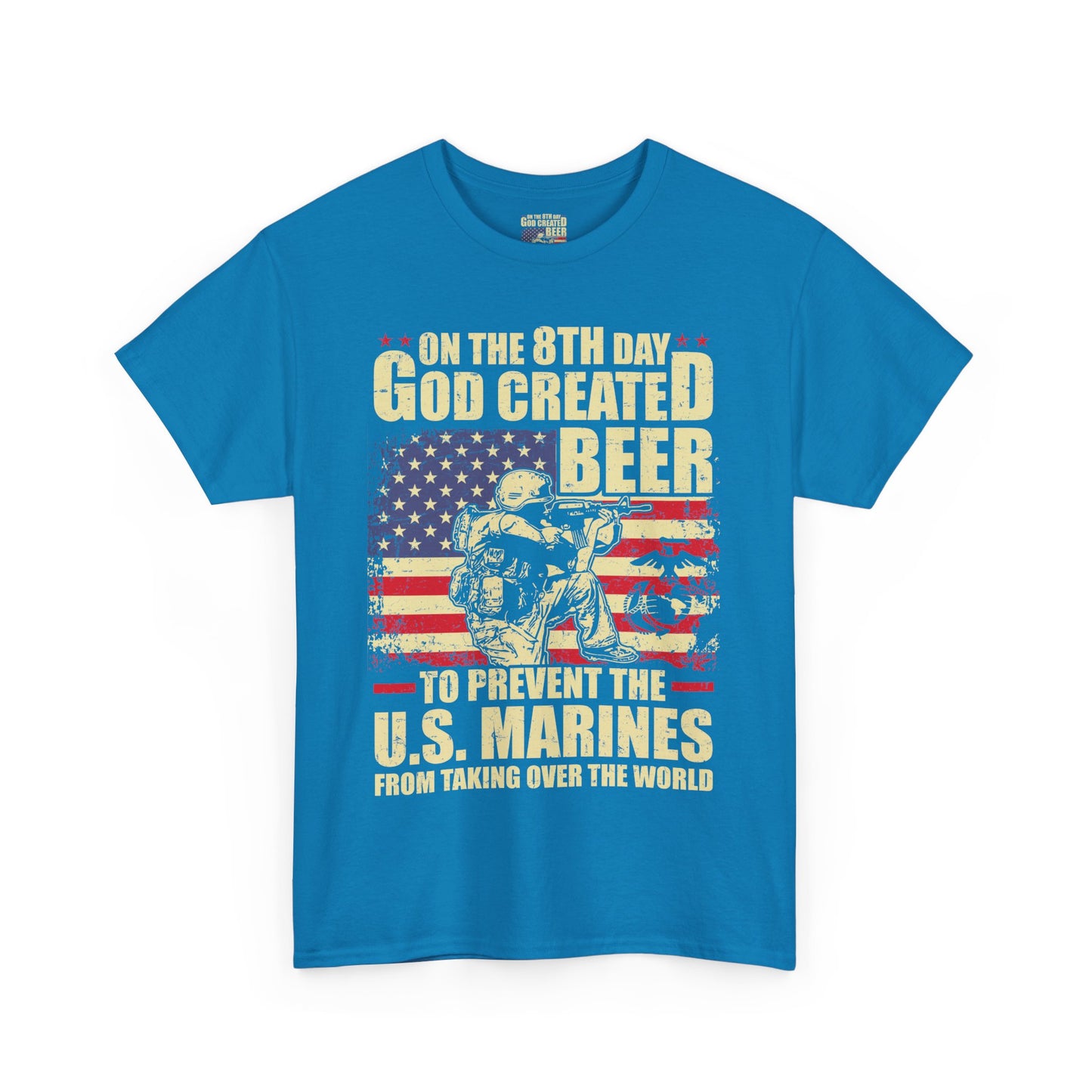 God Created Beer Unisex Heavy Cotton Tee, Fun Patriotic Shirt, Gift for Beer Lovers, US Marines Support, July 4th Celebration