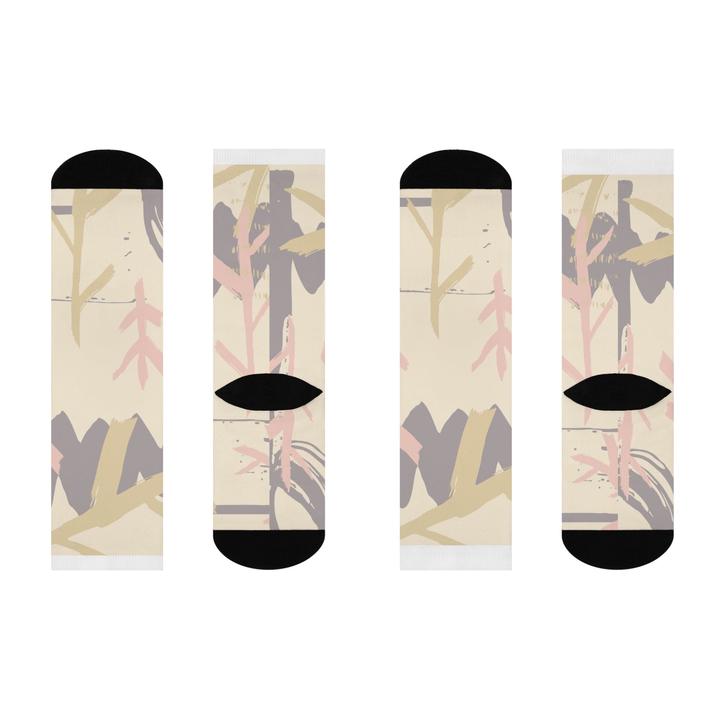 Stylish Cushioned Crew Socks with Artistic Floral Design