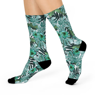 Tropical Botanical Cushioned Crew Socks - Comfort & Style for Nature Lovers