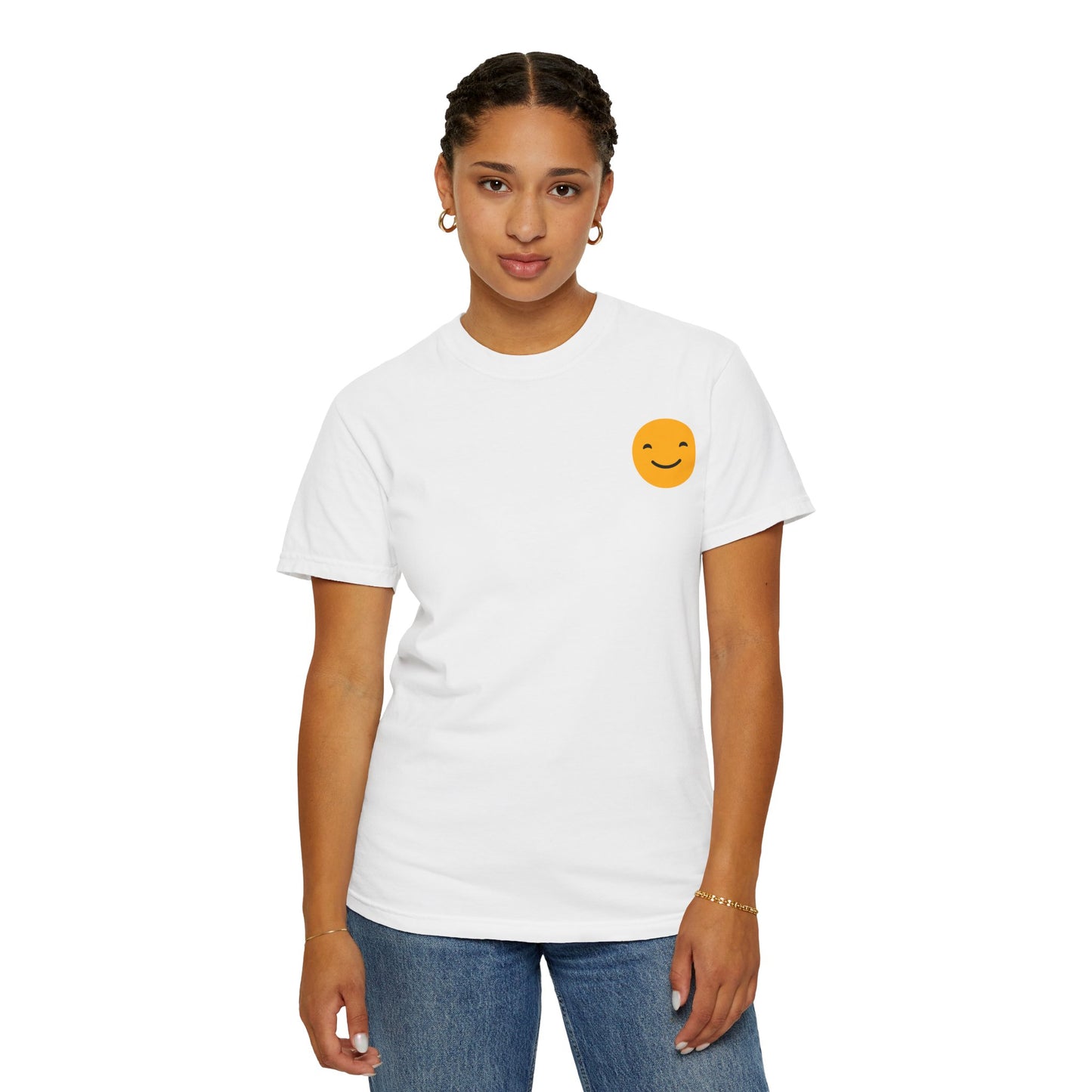 Happy Face Garment-Dyed T-shirt for Positive Vibes