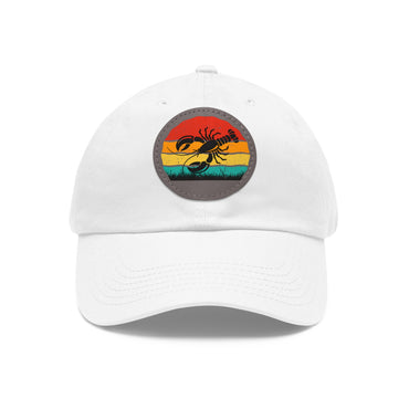 Lobster Themed Dad Hat with Leather Patch - Vintage Style Cap for Seafood Lovers