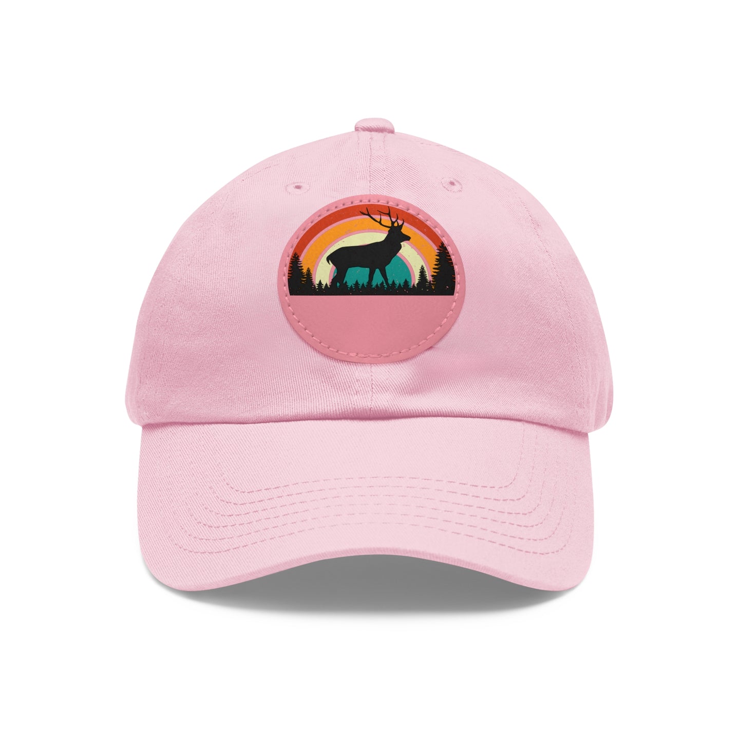 Stylish Dad Hat with Leather Patch - Retro Deer Design