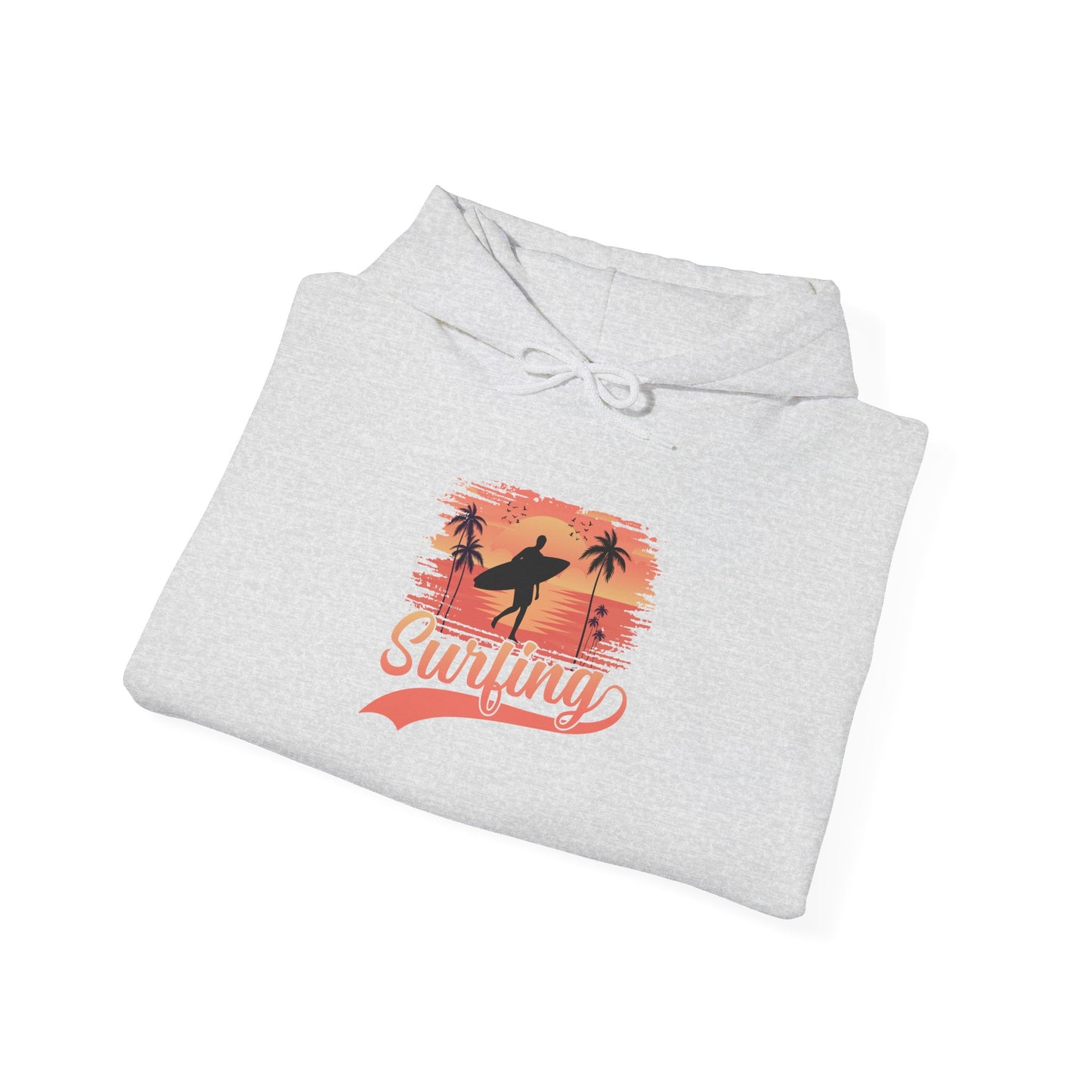 Surfing Vibes Hooded Sweatshirt, Beachwear, Gift for Surfers, Summer Fashion, Casual Wear, Coastal Style