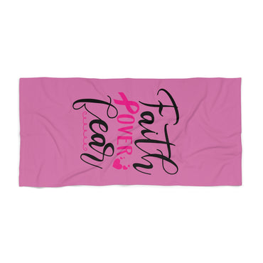 Faith Over Fear Pink Beach Towel, Inspirational Pool Towel, Motivational Travel Towel, Summer Gift, Beach Day Essential