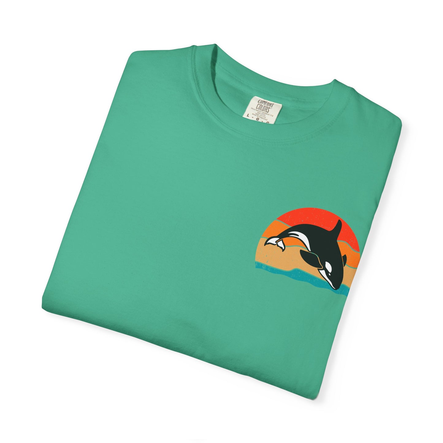Ocean Sunset Orca Unisex T-Shirt - Relaxed, Vibrant Beach Vibes