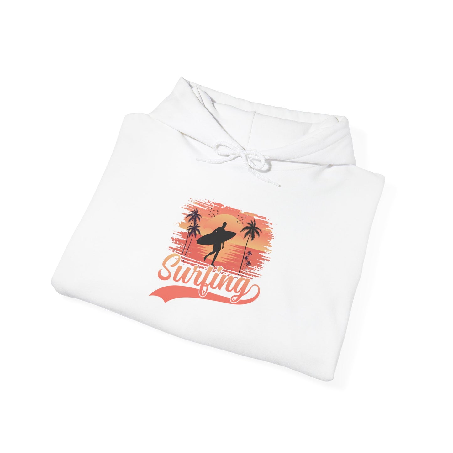 Surfing Vibes Hooded Sweatshirt, Beachwear, Gift for Surfers, Summer Fashion, Casual Wear, Coastal Style