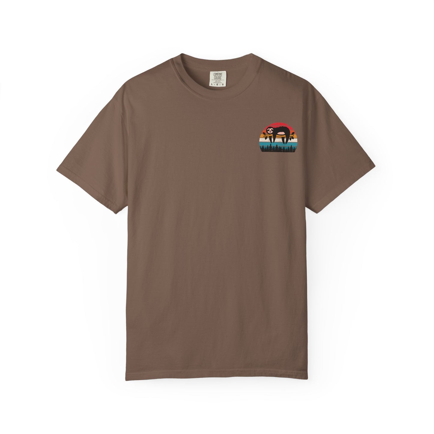 Chill Vibes Unisex Garment-Dyed T-Shirt - Retro Sloth & Sunset Design