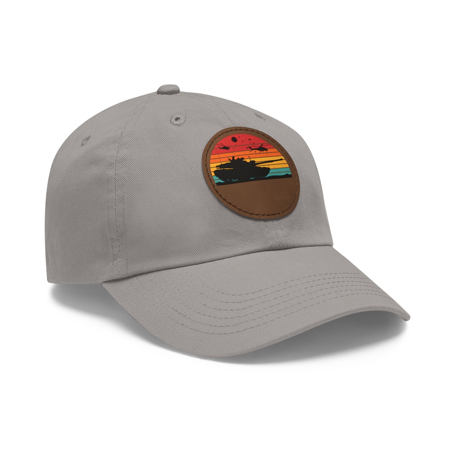 Retro Sunset Dad Hat with Leather Patch