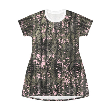 Stylish Snakeskin T-Shirt Dress for Trendy Casual Wear