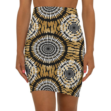 Chic Women's Mid-Waist Pencil Skirt with Bold Geometric Print