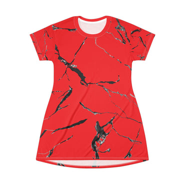 Bold Marble Print T-Shirt Dress, Casual Chic Wear, Summer Fashion, Bohemian Style, Statement Dress for Everyday