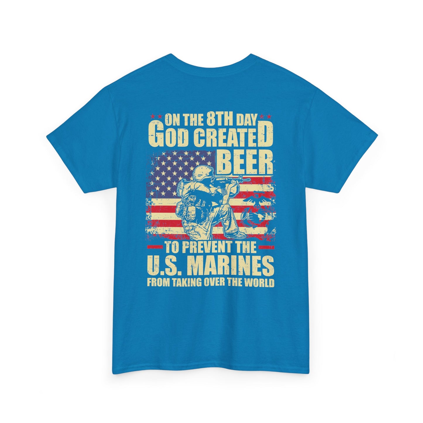 God Created Beer Unisex Heavy Cotton Tee, Fun Patriotic Shirt, Gift for Beer Lovers, US Marines Support, July 4th Celebration