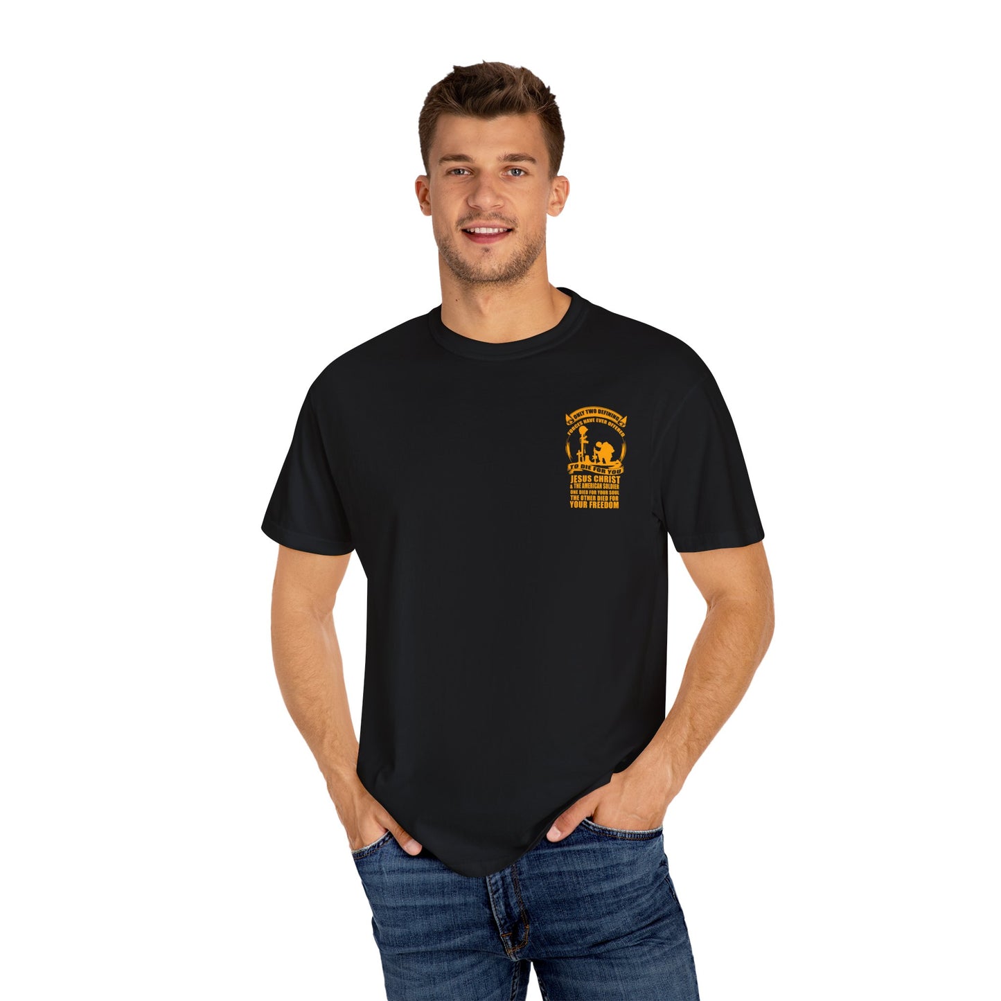 Patriotic Garment-Dyed T-shirt, Unisex Freedom Tee, Veteran Tribute Shirt, Casual Everyday Wear, Gift for Patriots