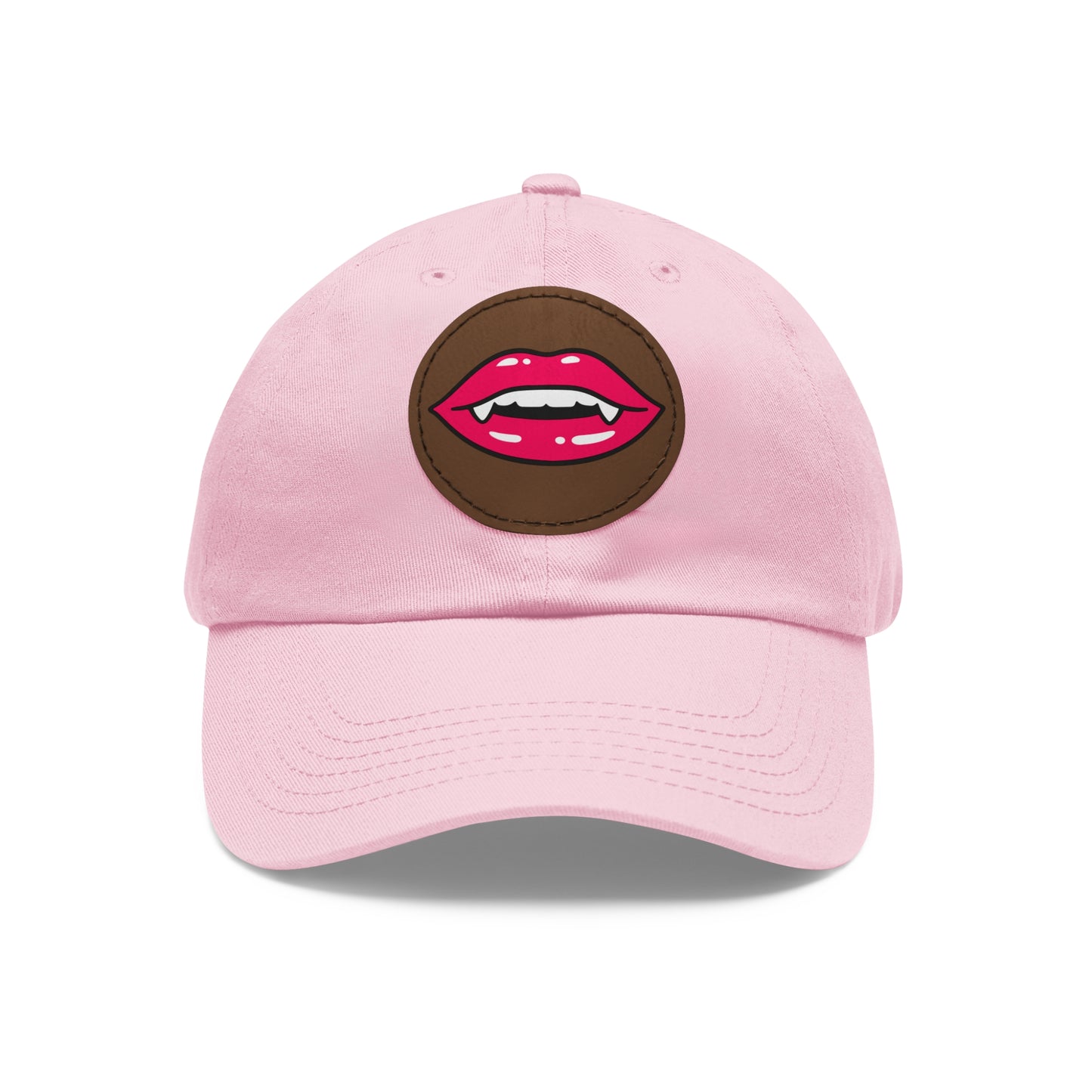Hat for Men, Stylish Summer Dad Cap with Leather Patch, Trendy Bold Lip Design, Casual Baseball Hat, Fashionable Accessory