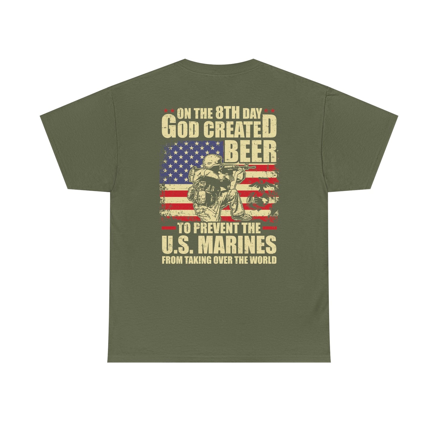 God Created Beer Unisex Heavy Cotton Tee, Fun Patriotic Shirt, Gift for Beer Lovers, US Marines Support, July 4th Celebration