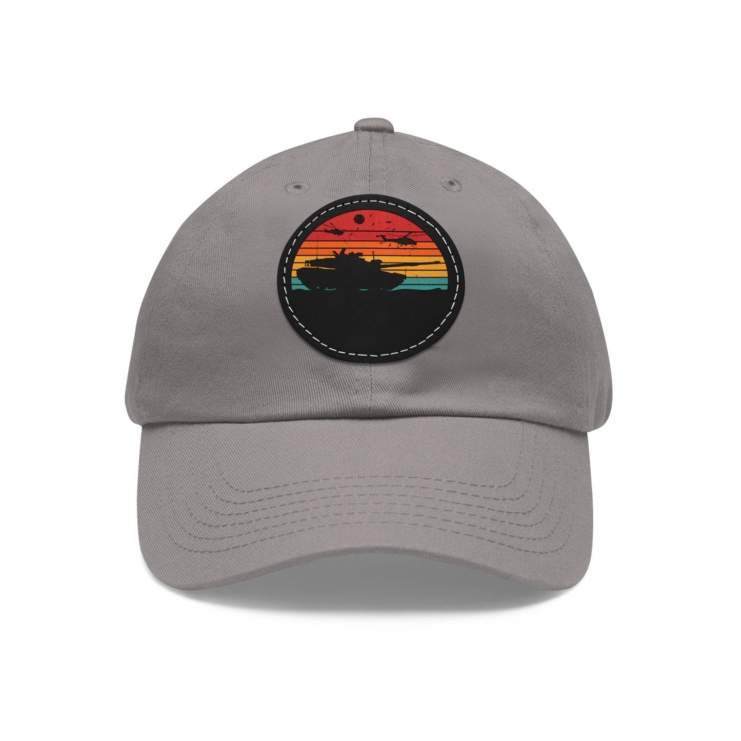 Retro Sunset Dad Hat with Leather Patch