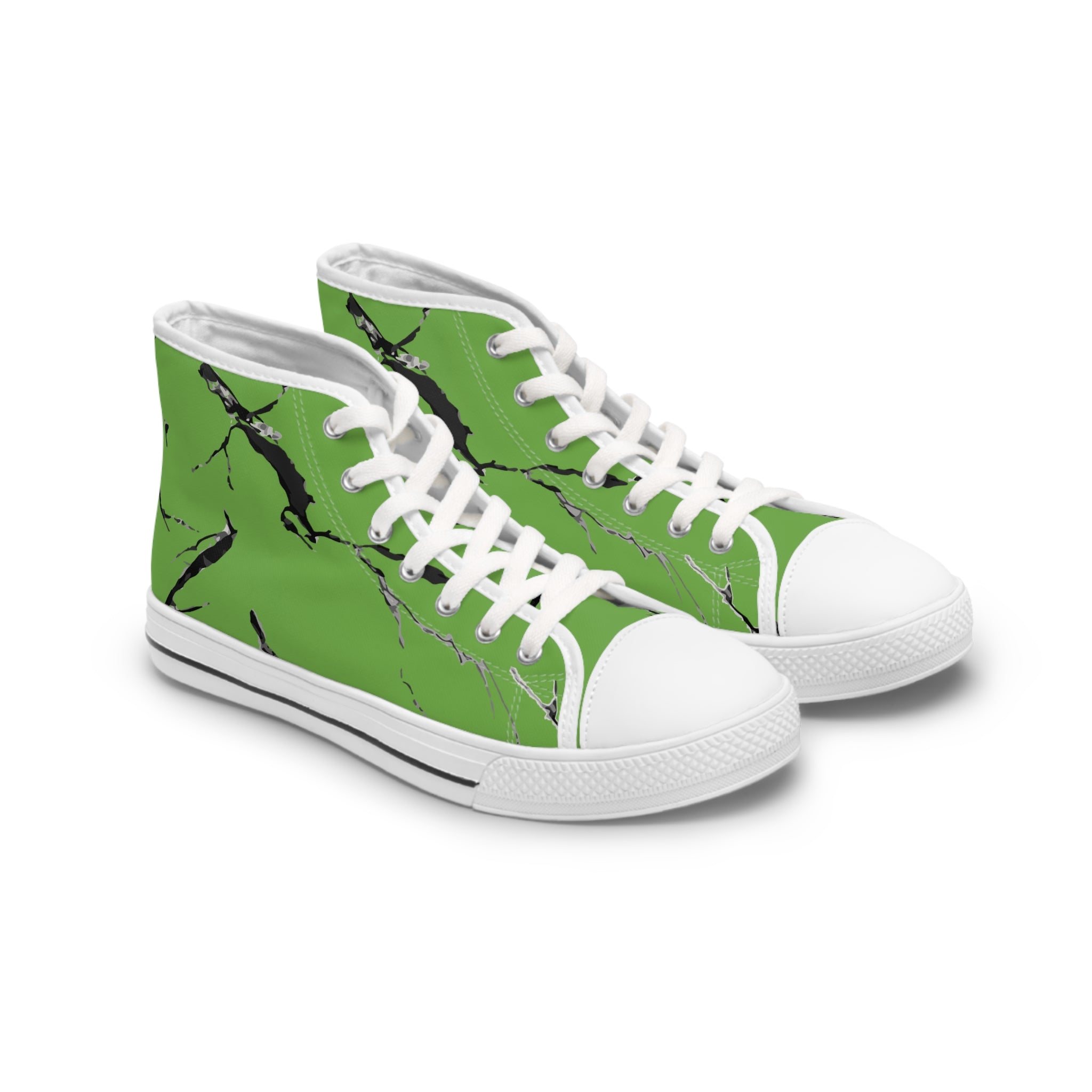 Stylish Green High Top Sneakers with Abstract Design